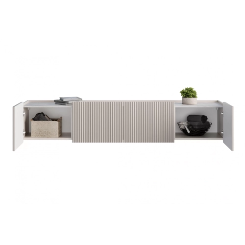Szafka RTV Malmi 200 cm wisząca - kaszmir / crema bianca / czarny